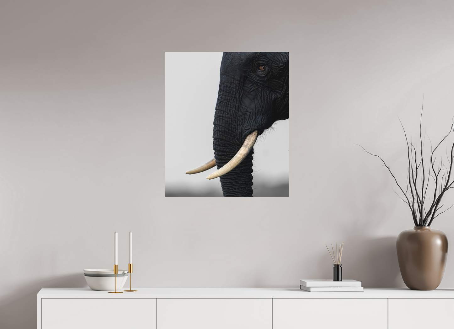 60 x 70,4 cm, Photo Print On Alu-Dibond Eye Of An Elephant